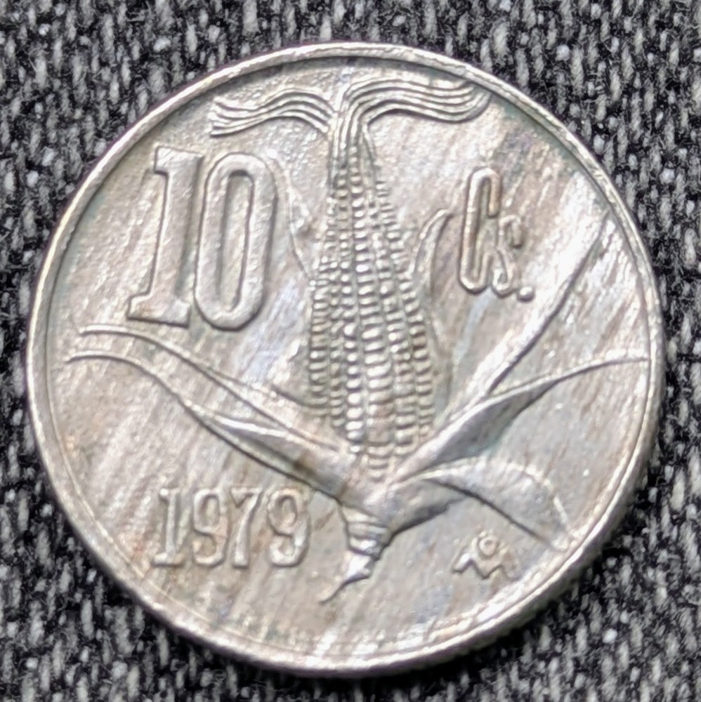 1979 Mexico 10 Centavos Coin Mazorca