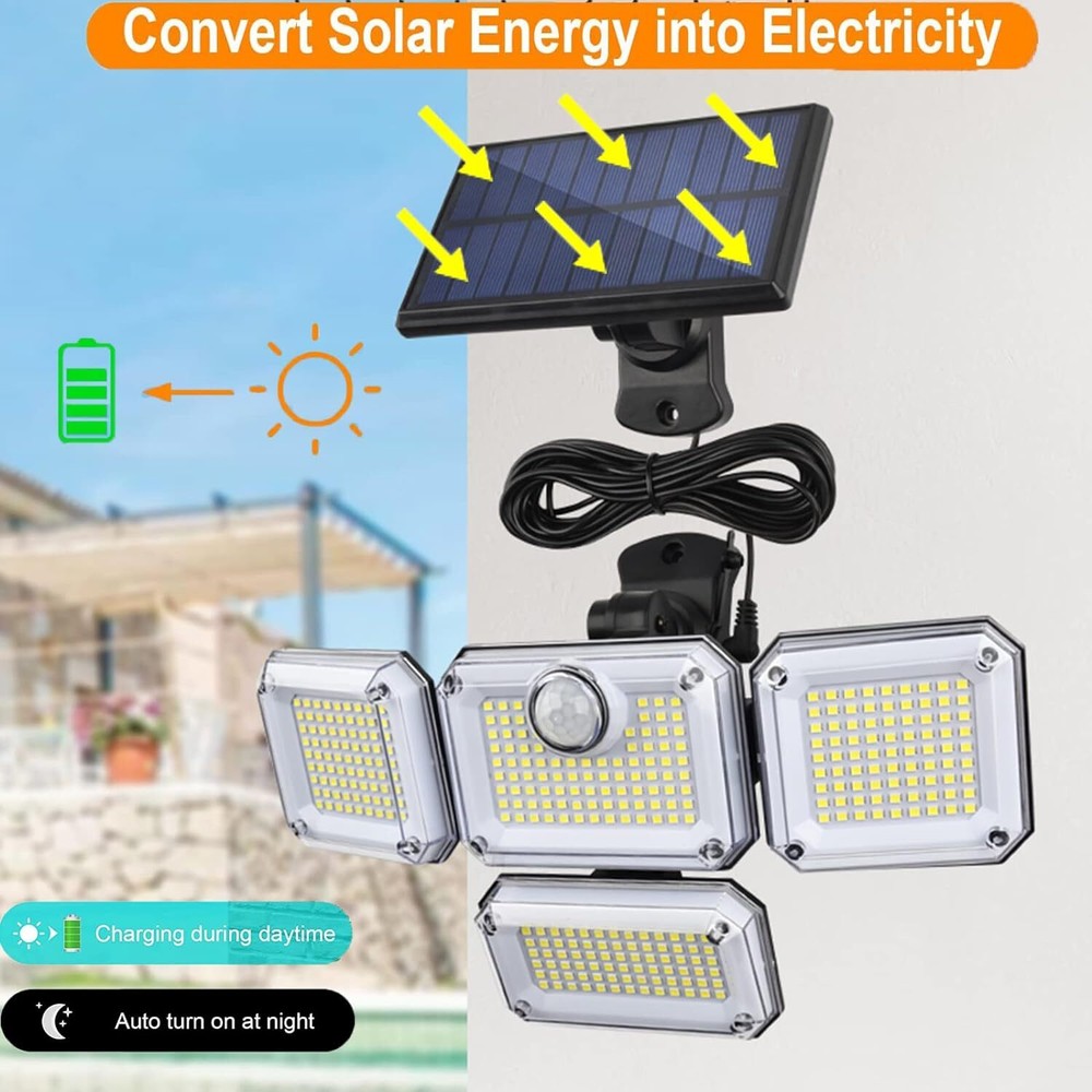 4 Pack Solar Lights Outdoor 5000LM Waterproof Motion Sensor Security Wall Lamp