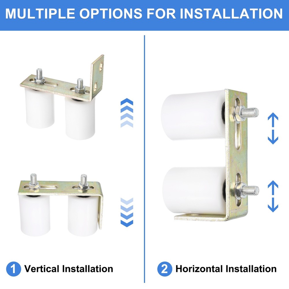 2Set Slide Gate Guide Roller, 2-3/8"x3-1/8" Nylon Gate Support & Bracket, White