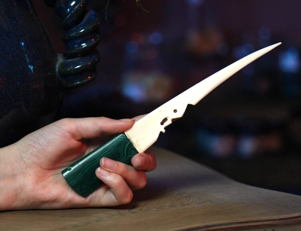 Malachite and Bone Athame