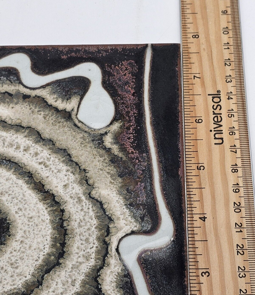 MCM Handpainted Ceramic Tile Spiral Abstract Design