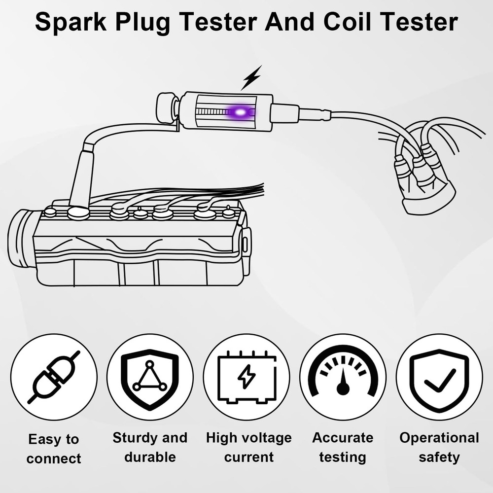 Spark Plug Tester, Adjustable Ignition Coil Tester System, Coil Pack Tester, ...