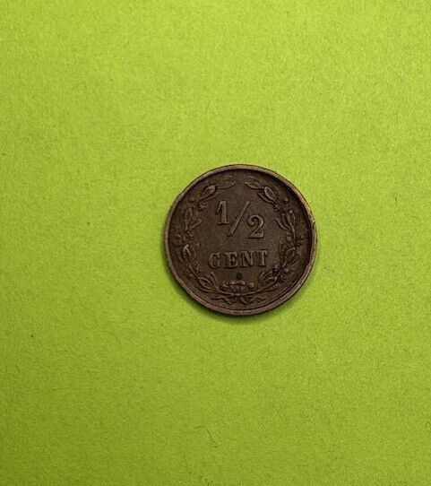 1898 Netherlands Half Cent Low Mintage Bronze 14mm KM#109.2