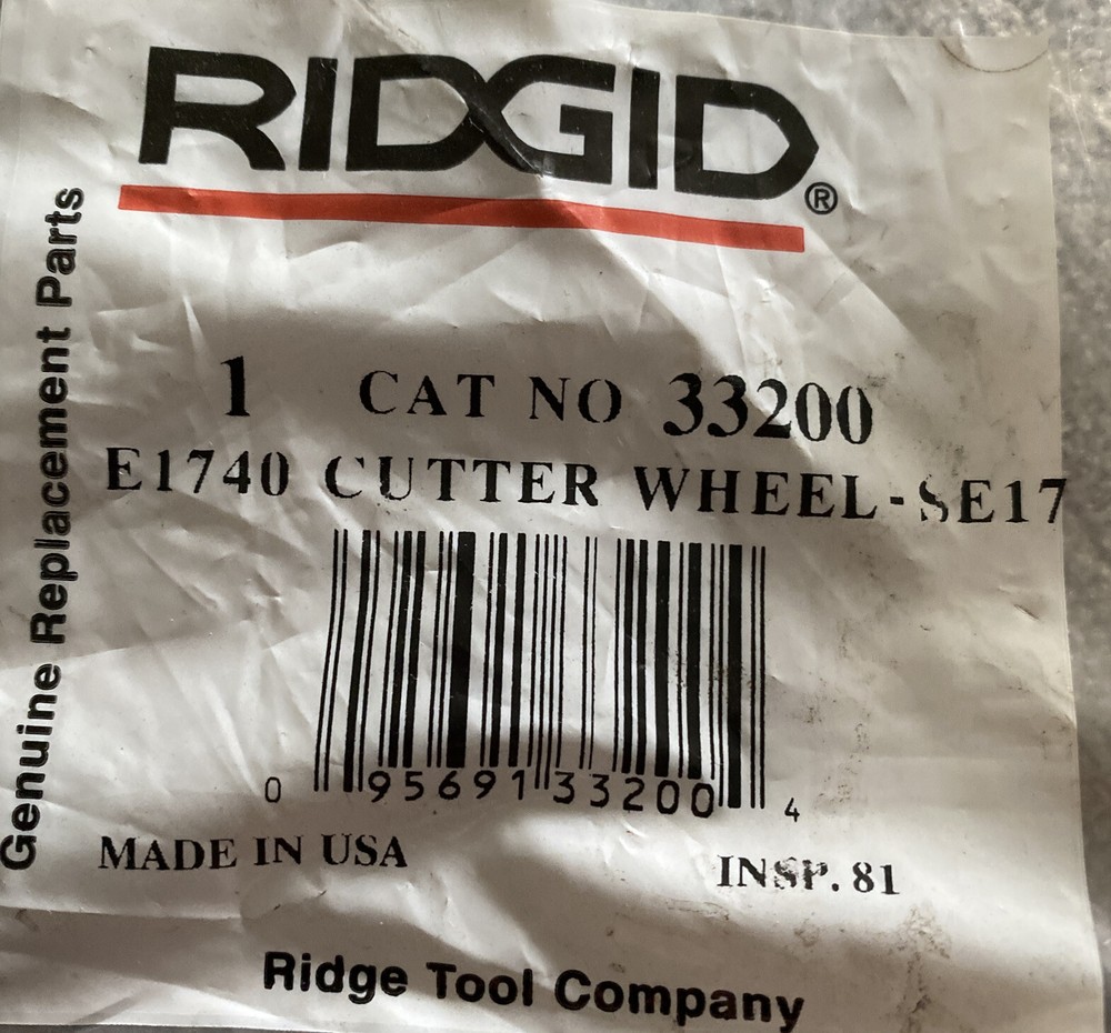 RIDGID REPLACEMENT CUTTER WHEEL MODEL E1740 #33200 SE17