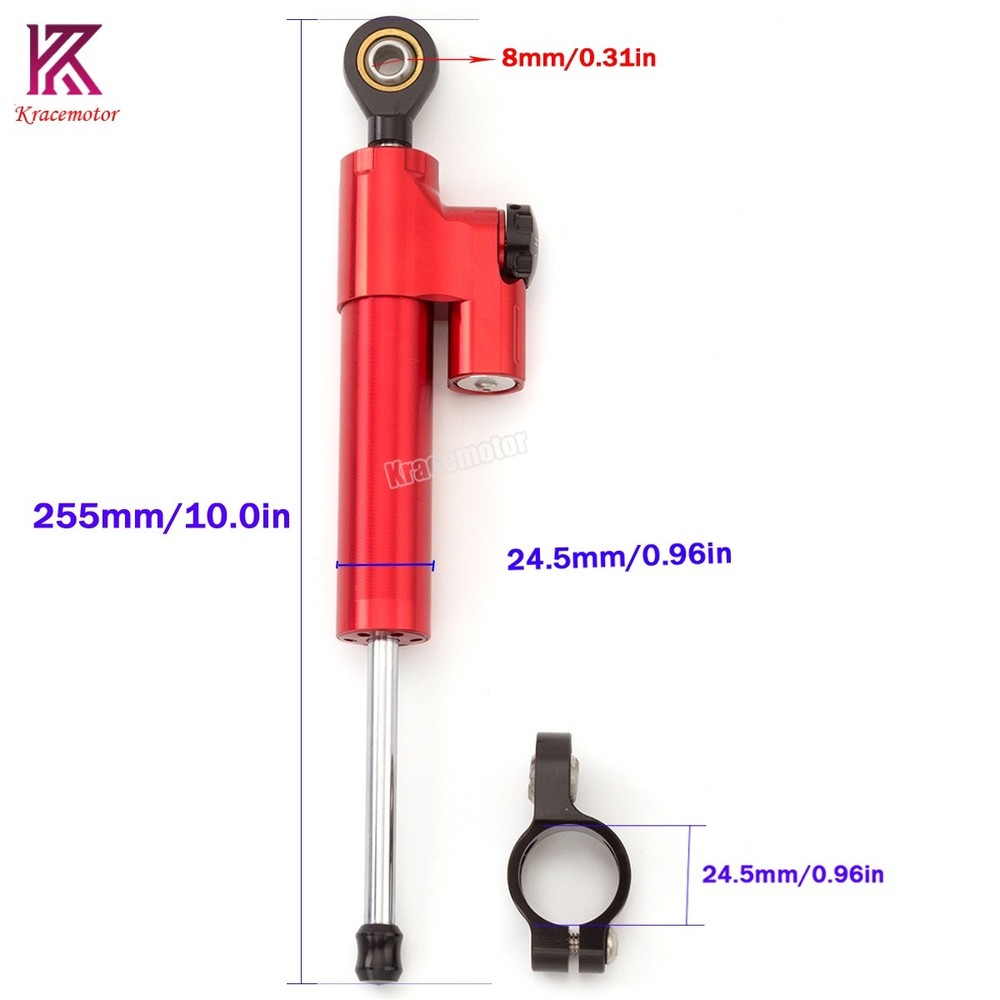 Motorcycle Universal CNC Adjustable Steering Damper Stabilizer Safety Red&Black
