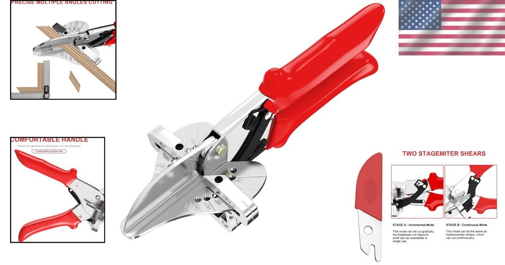 Ratchet Miter Shears - Adjustable 45-135° Multi-Angle Cutter for Crafting