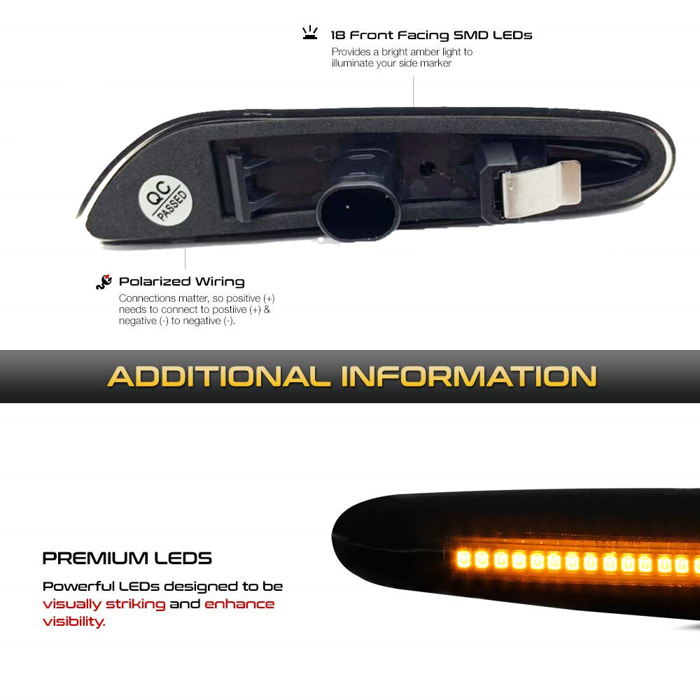 Dynamic Smoke LED Side Marker Turn Signal Lights For BMW E90 E91 E92 E93 E46 E60