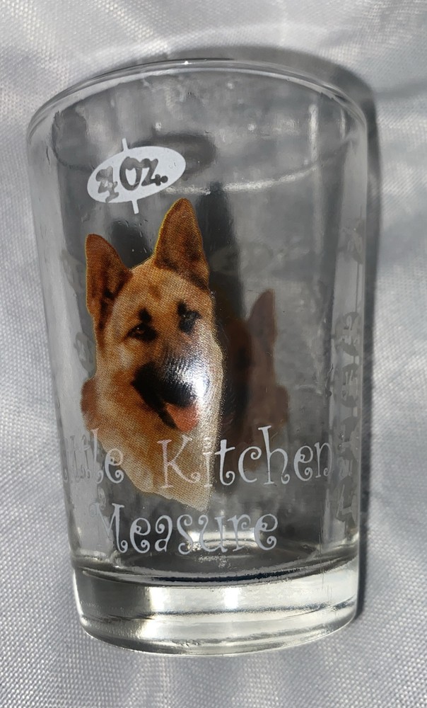 Little Kitchen Measure 4 oz. Glass German Shepherd Dog