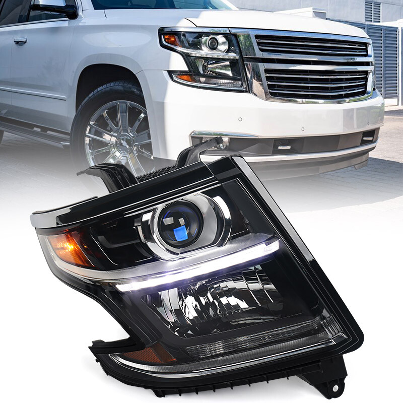Passenger Headlight For 2015-2020 Chevy Tahoe Suburban Halogen Projector Lamp RH