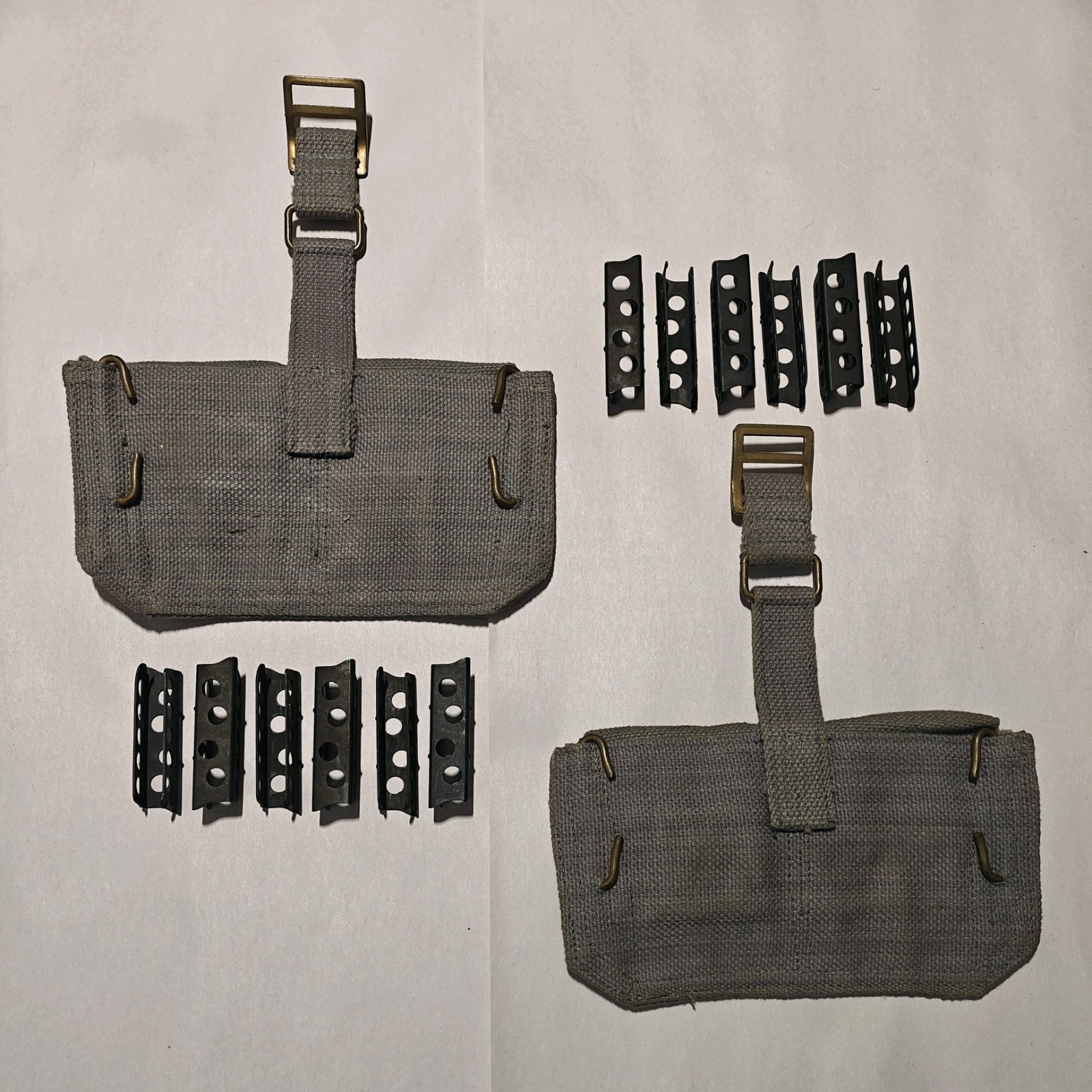 SET OF 12 BRITISH LEE ENFIELD 303 CLIPS WITH 2 POCKET AMMO POUCHES