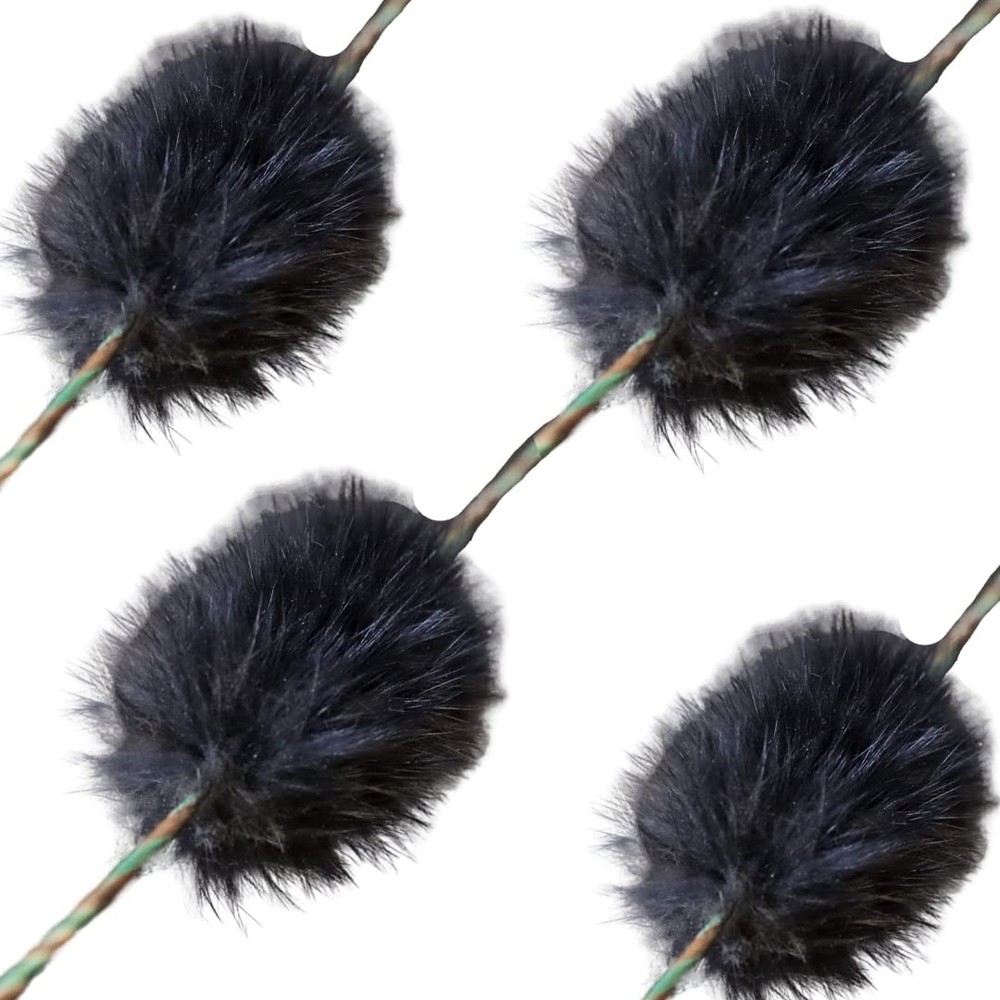 Rabbit Fur Bow String Silencer Recurve Longbow (Black Rabbit 2 Pair)