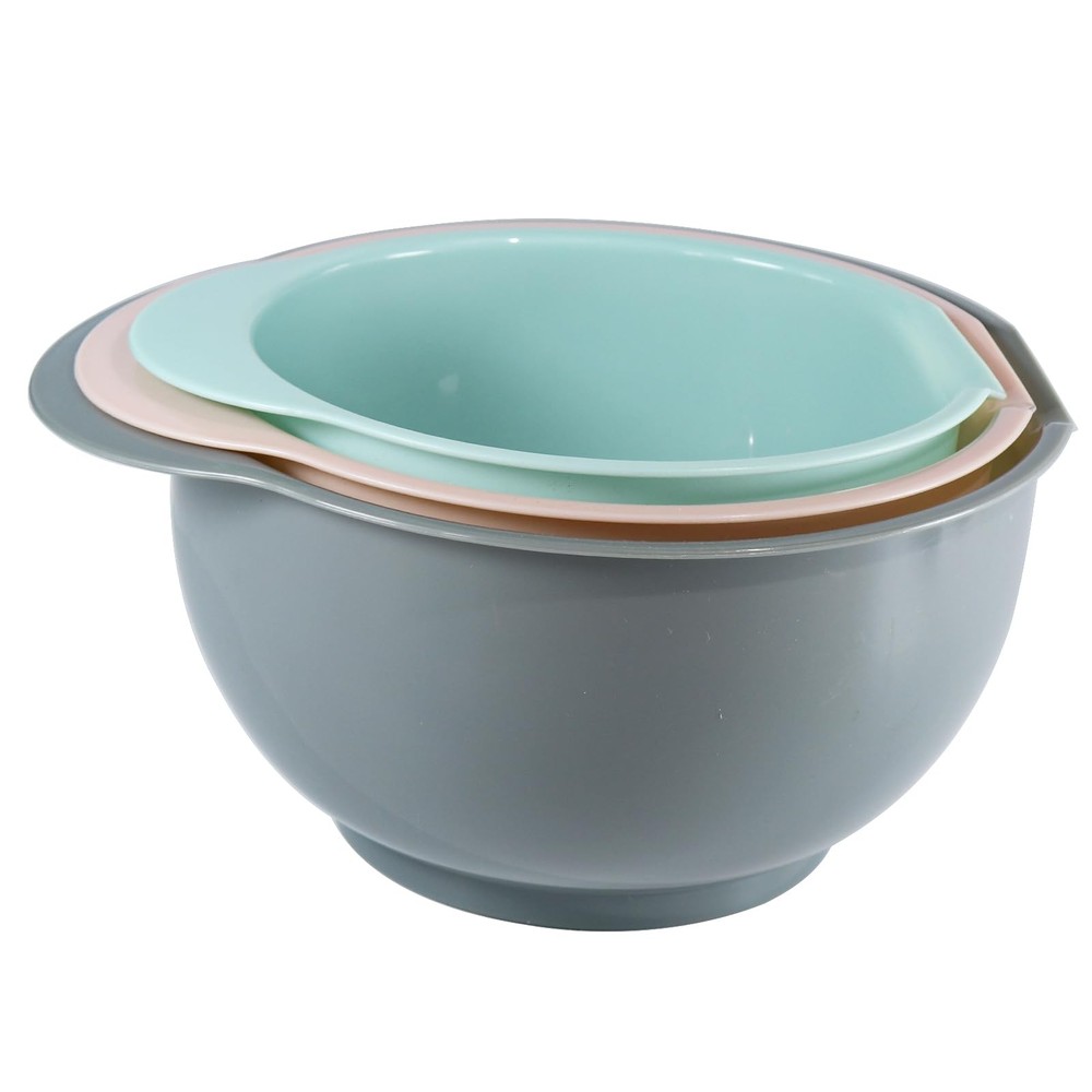 Nesting Plastic Mixing Bowls, Set Of 3, 1.5 quart, 2 quart, 2.5quart, Nesting...