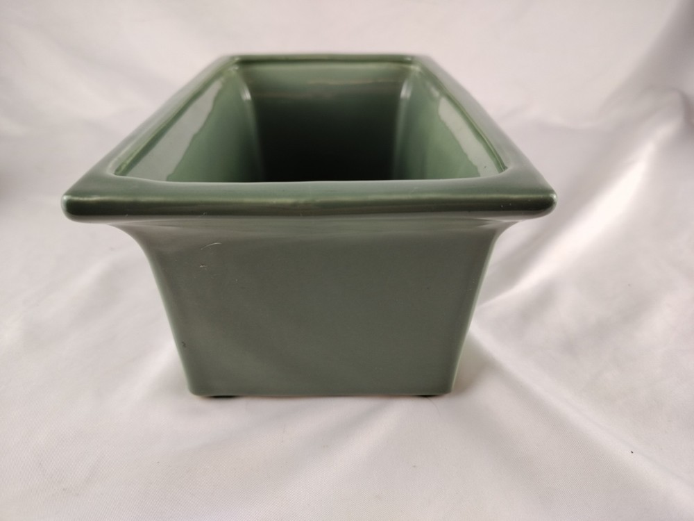 Haeger Floral 2003 Green Rectangular Pottery Planter #642-45 USA