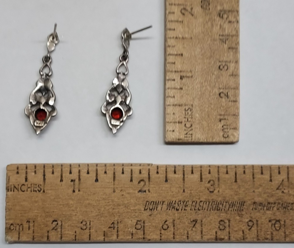 RED setting - 925 - pierced EARRINGS - listing #7767