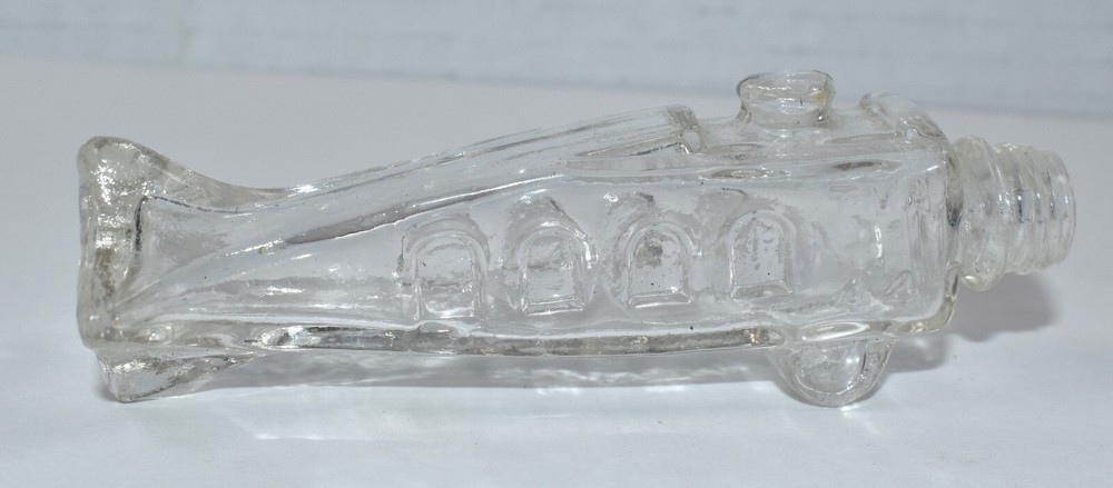Antique Vintage Airplane Shaped Glass Candy Container