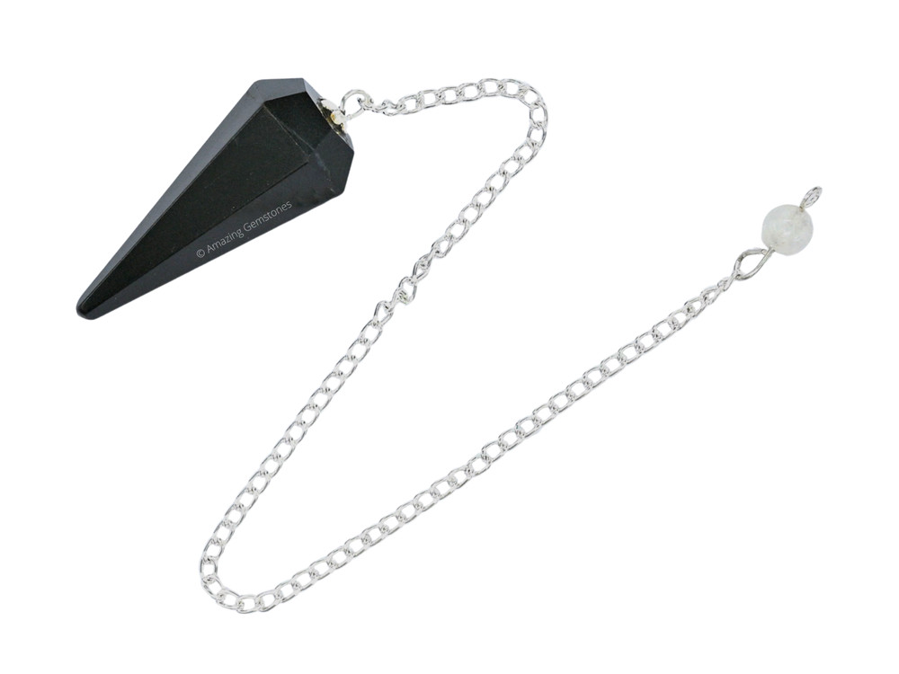 Black Agate Dowsing Crystal Pendulum