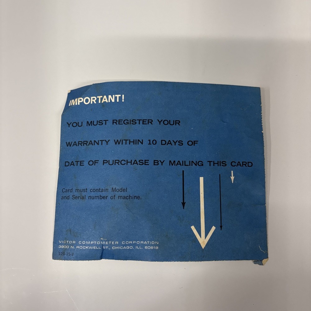 Victor Tallymaster 37-57-50 Adding Machine Owner’s Manual