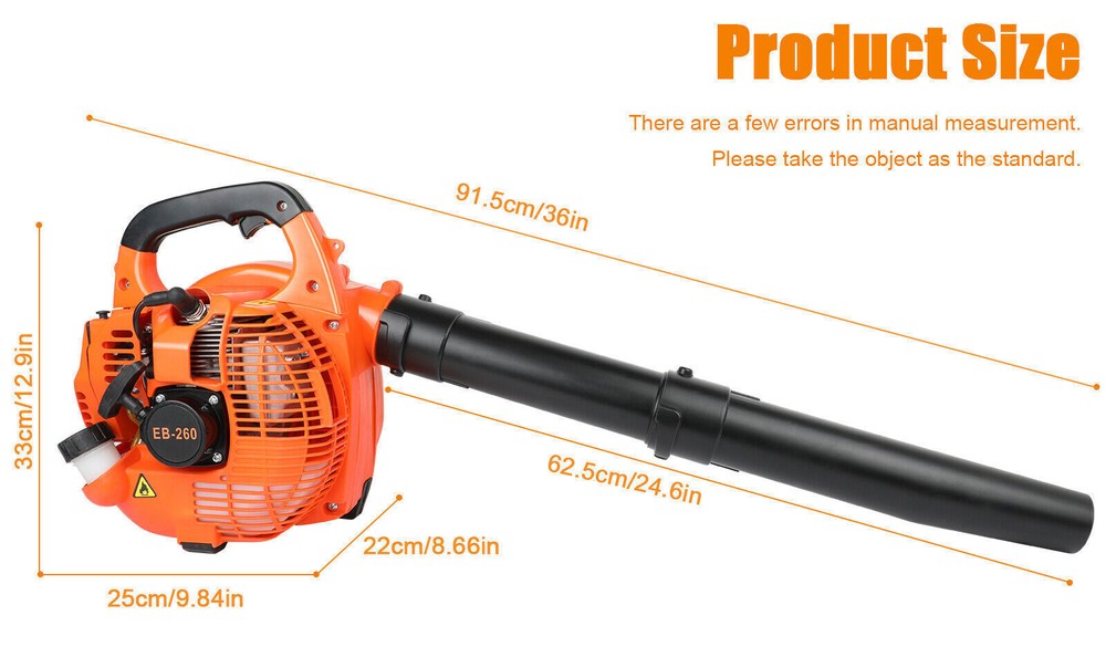 26CC Gas Leaf Blower Vacuum Cordless 2-Stroke Engine Handheld Tool Lightweight