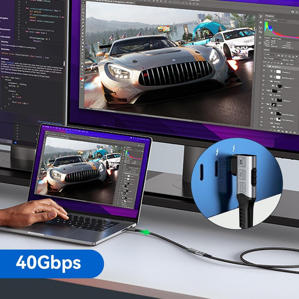 short right angle usb c extension 2FT Compatible with Thunderbolt 4 2 ft