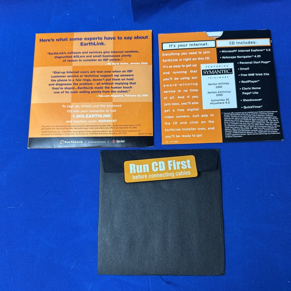 (3) Vintage Earthlink Internet Service Install CD's Discs Software PC Window