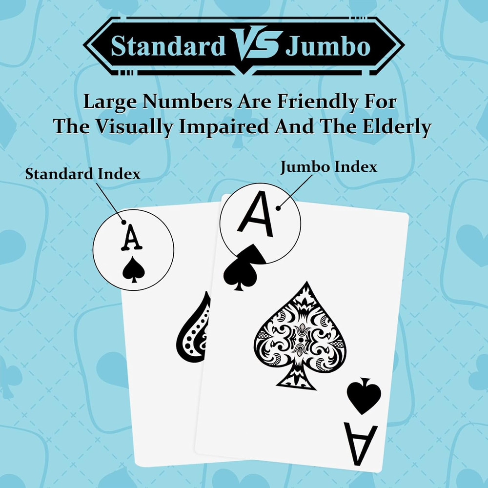 Waterproof Plastic Playing Cards - 2 Pack Large Print