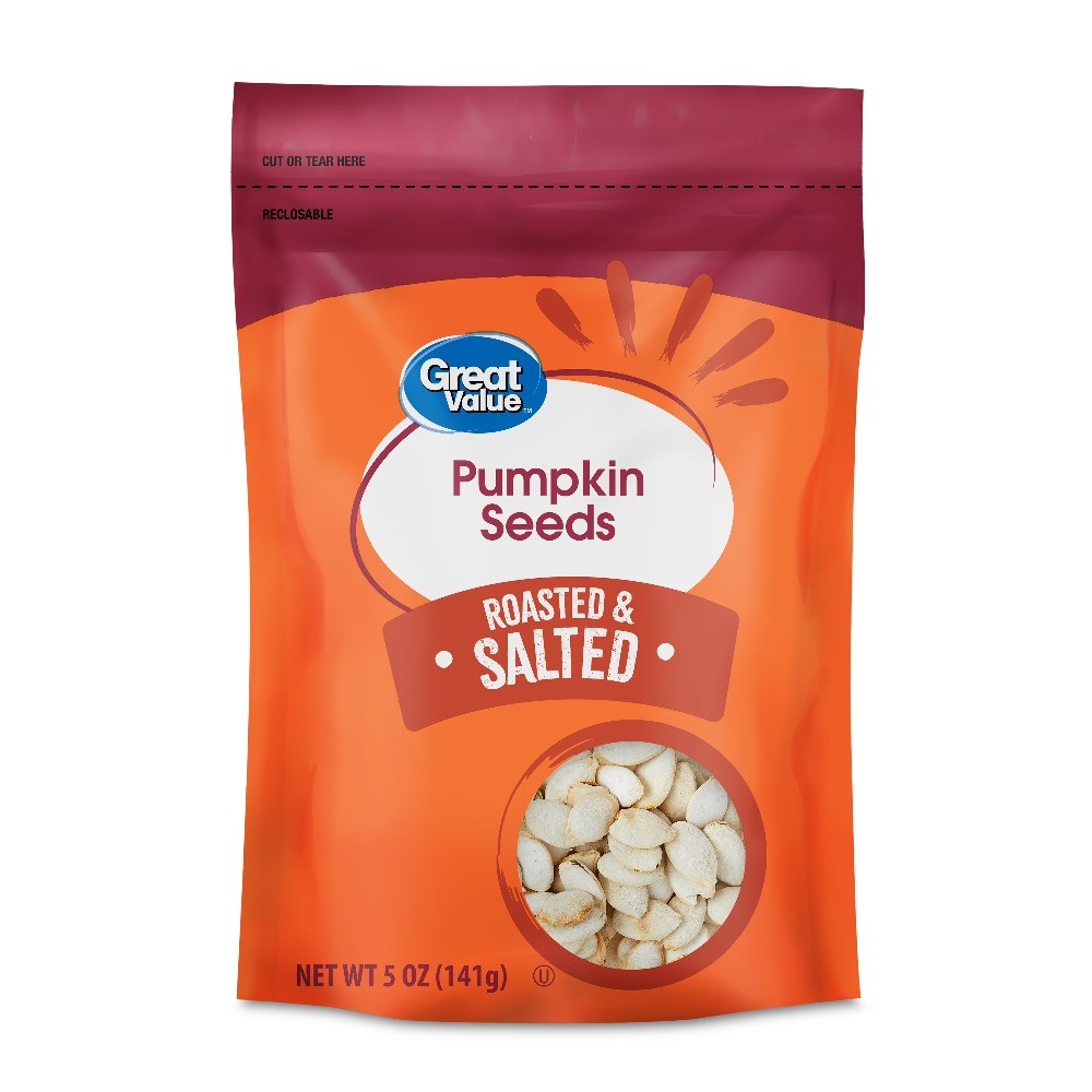 (3 pack) Great Value Roasted & Salted Pumpkin Seeds, 5 oz