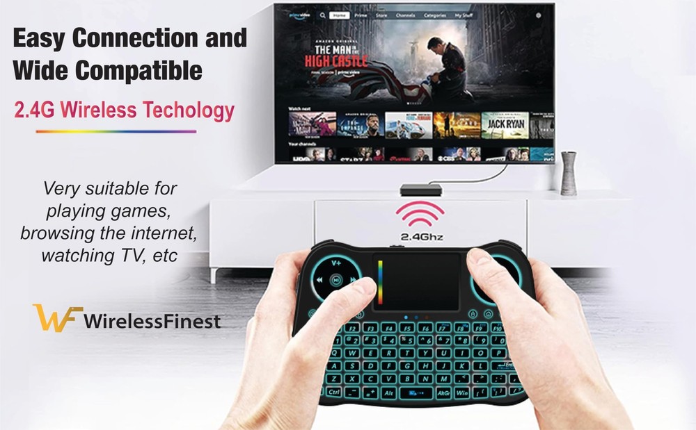 Wireless Mini Handheld Smart TV Remote Keyboard Touchpad Mouse Combo Controll...