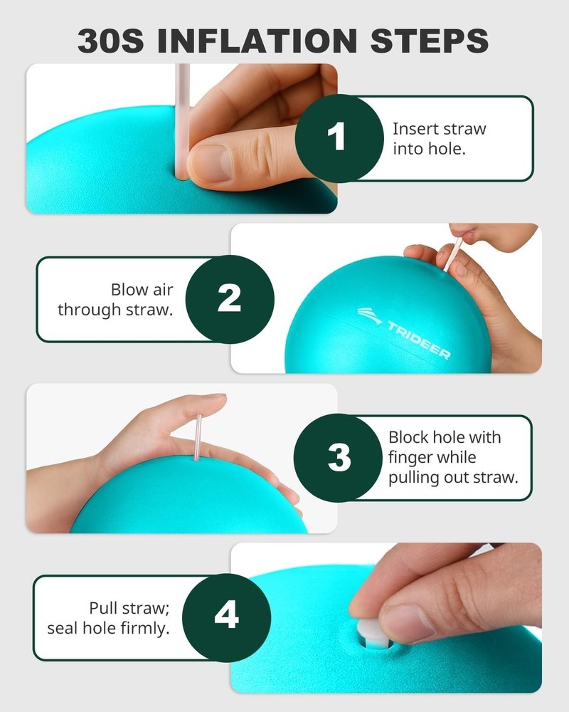 High-Quality 9-Inch Exercise Ball with Quick Pump - Perfect for Core Training