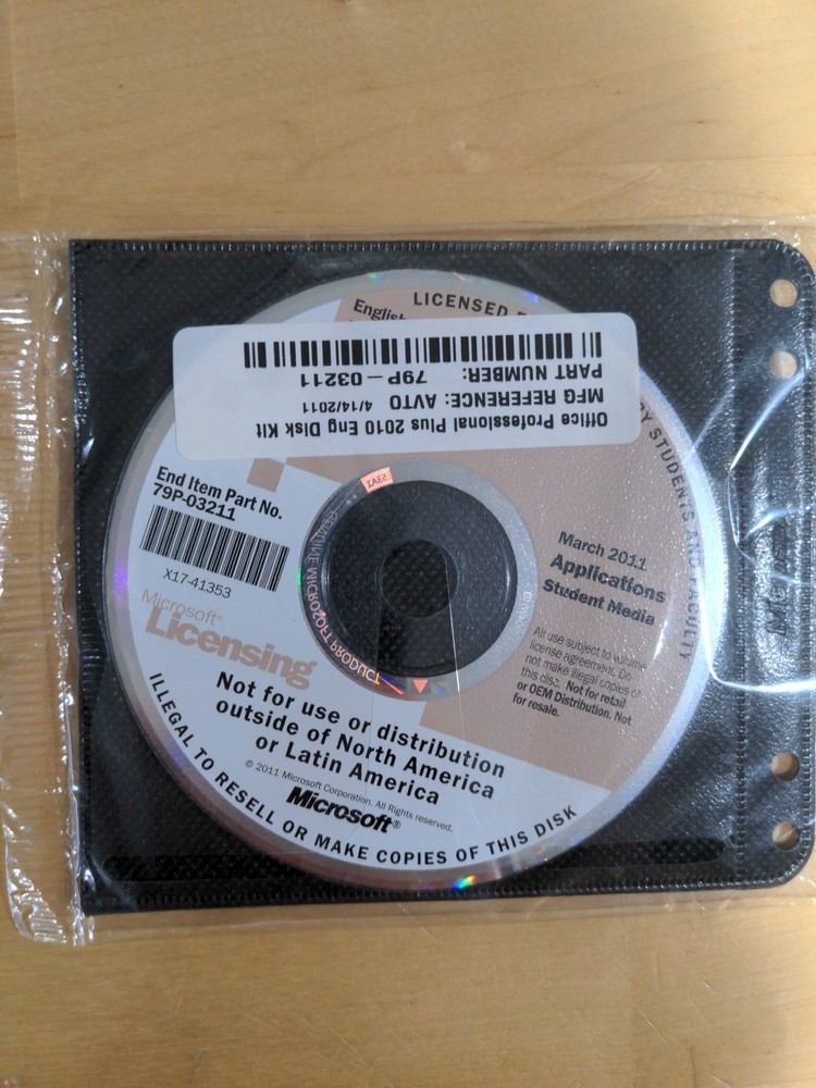 Microsoft Office Professional Plus 2010, 3 Discs Student & Faculty Sealed