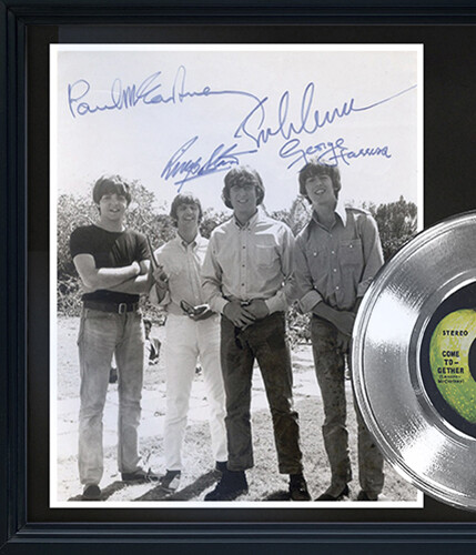 Beatles "Come Together" Framed Silver Reproduction Signed Record Display