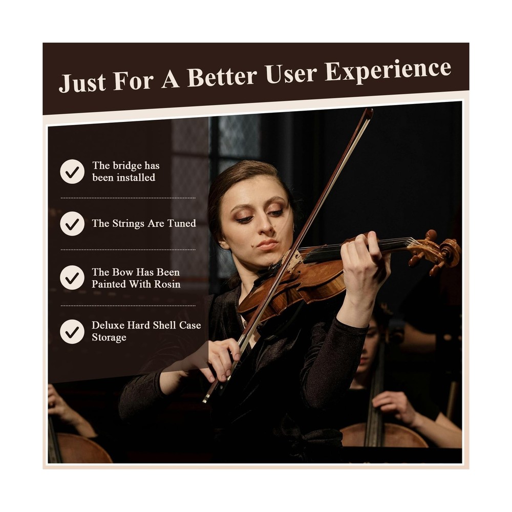 PHOENIX Violin 4/4 Full Size Set, Fiddle Solid Wood for professional Beginner...