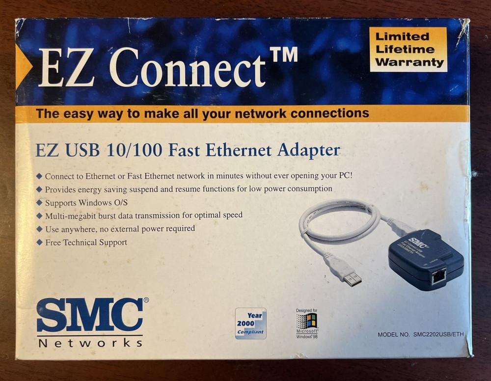 EZ Connect USB 10/100 Fast Ethernet Adapter SMC Model 2202USB/ETH