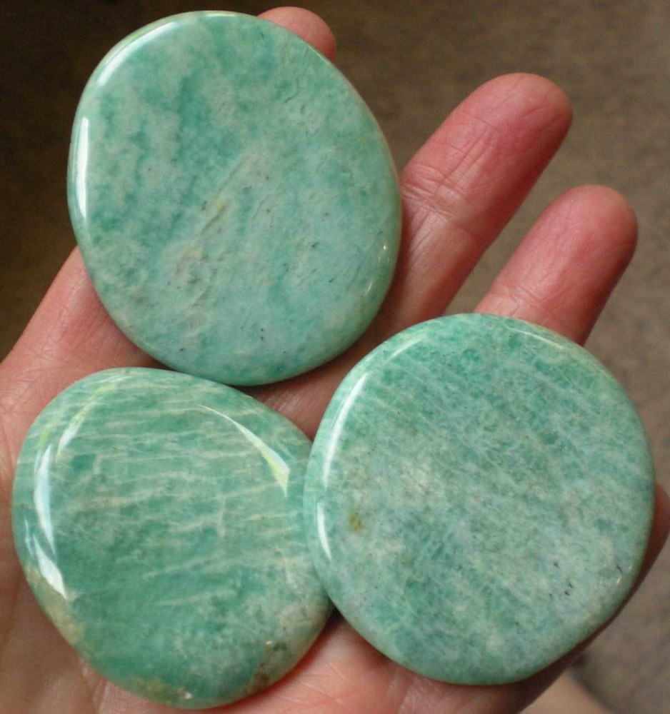 Amazonite  - 3 Flat Palmstones sc921c