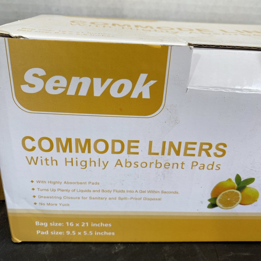 Senvok 60 Pack Commode Liners with Absorbent Pads Lemon Scent
