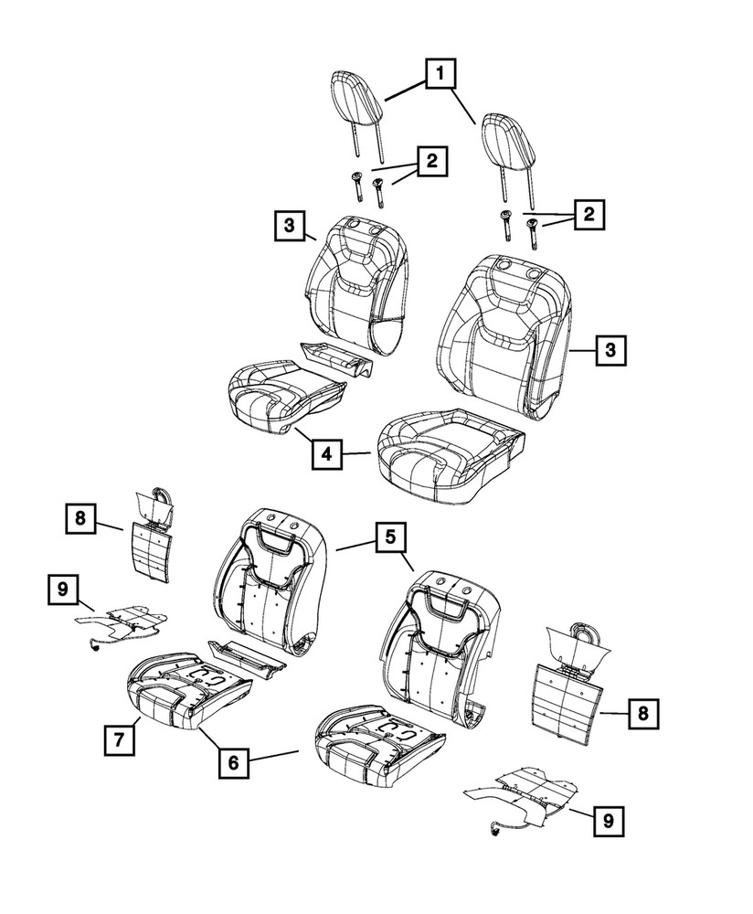 Genuine Mopar Front Seat Back Cover Right 5XM90LU5AD