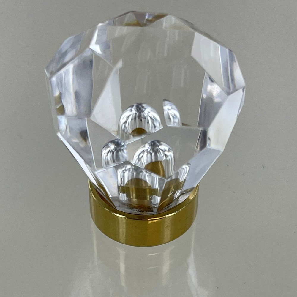 (12 Pack) 1-1/8" Acrylic Diamond Knob With Polished Solid Brass Base