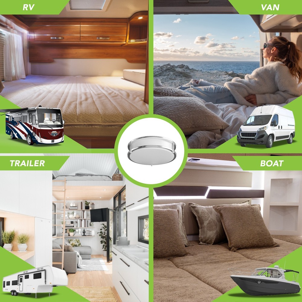 10 Inch RV Dinette Table Low-Profile Ceiling Light Replacement Multi-Color 3000K