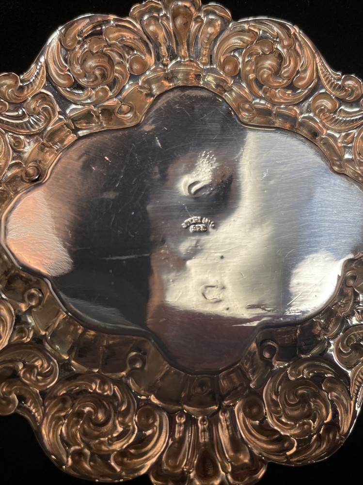 Repousse Sterling Silver Pin Tray No Monogram American Victorian