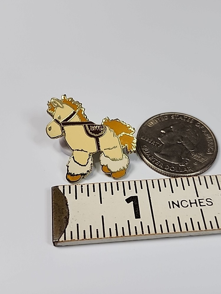 Pony With Furry Boots Lapel Pin Initials BKG