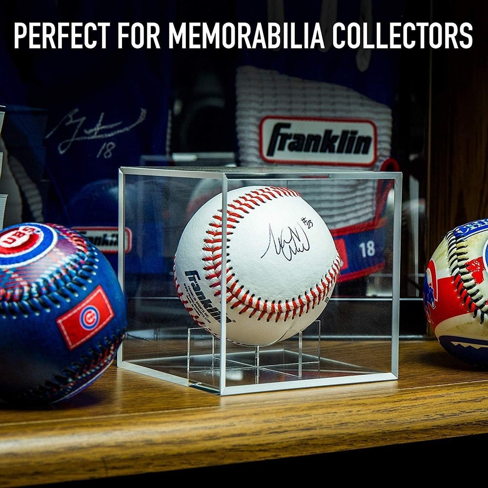 Baseball Display Case, UV Protected Acrylic Cube Holder Square Clear