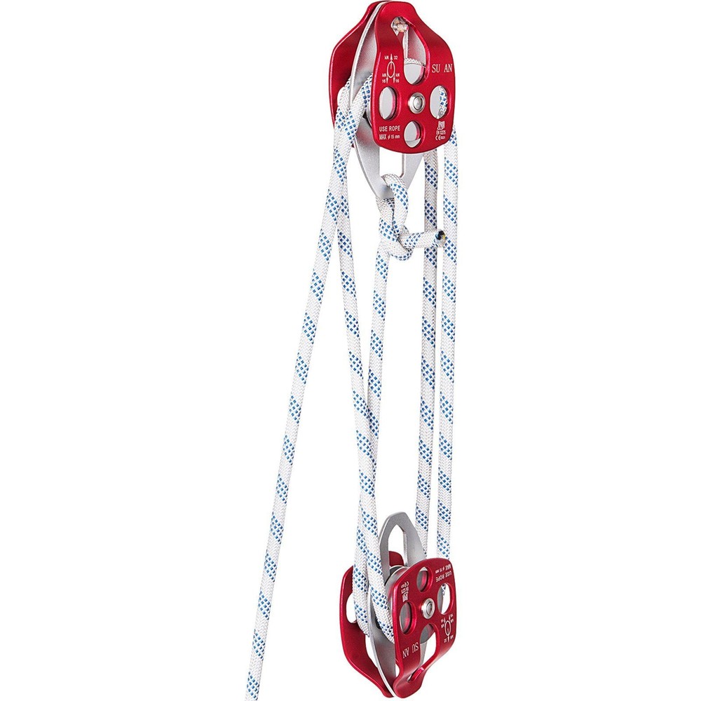 2-Sheave Rigging Pulley Set 7700lb 12mmx200ft Polyester Rope