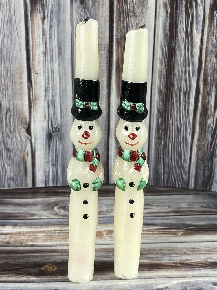Snowman Taper Candles - One Pair - 8"