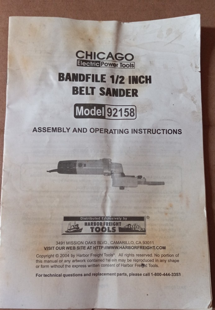 Chicago Model 92158 Band Sander, Used