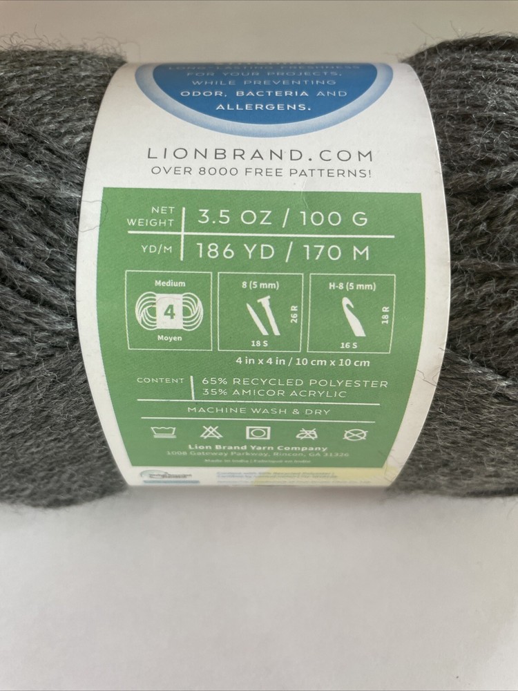 Lion Brand Basic Stitch Antimicrobial Yarn-Charcoal