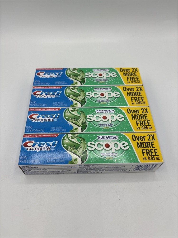 Crest Complete Whitening + Scope Minty Fresh Flavor Toothpaste 2.7oz ea. 4 Pack