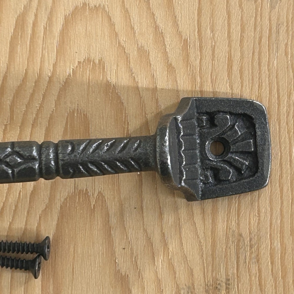 Cast Iron Drawer Cabinet Pulls Rustic Oil Rubbed 2 Pack