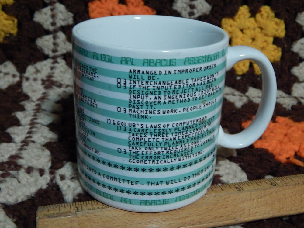 Kenneth Grooms ~ Computer Programming (1982) Ceramic MUG Coffee CUP Art 101