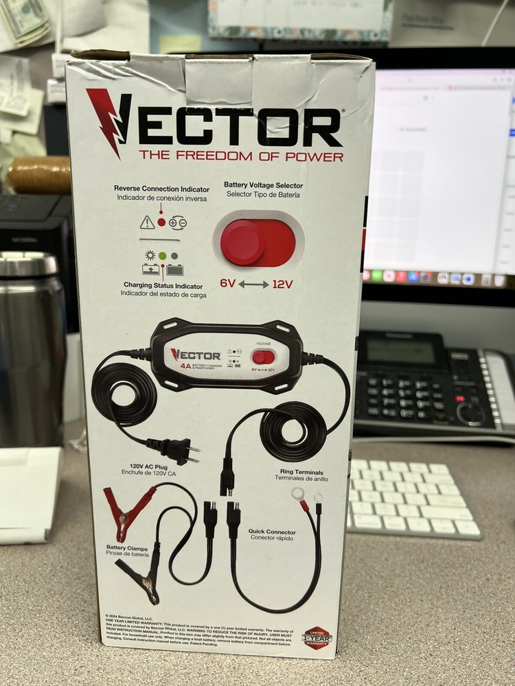 VECTOR VECBC4 4 Amp Battery Charger/Maintainer New
