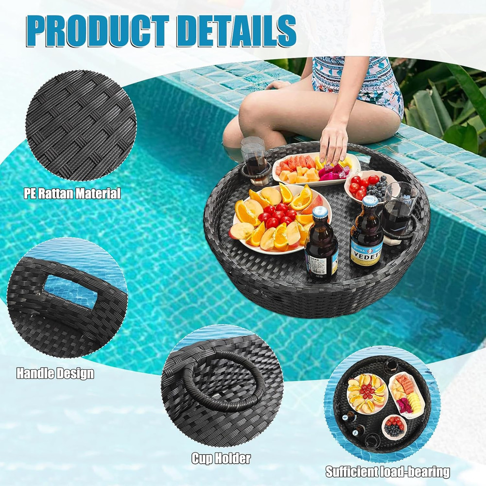 Floating Pool Tray - Ideal for Food & Drinks - Round Floating Table