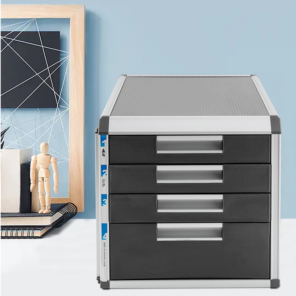 Locking Drawer Cabinet Desk Organizer - Home Office Desktop File Storage Box